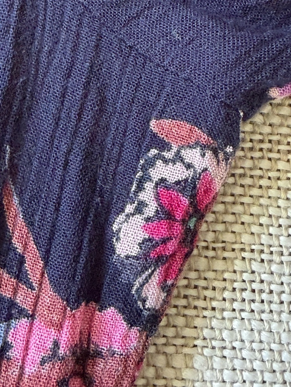 Patrons of Peace Dark Blue Floral Ruffled Sleeve Feminine Casual Midi Dress-Sz-L - Picture 8 of 16